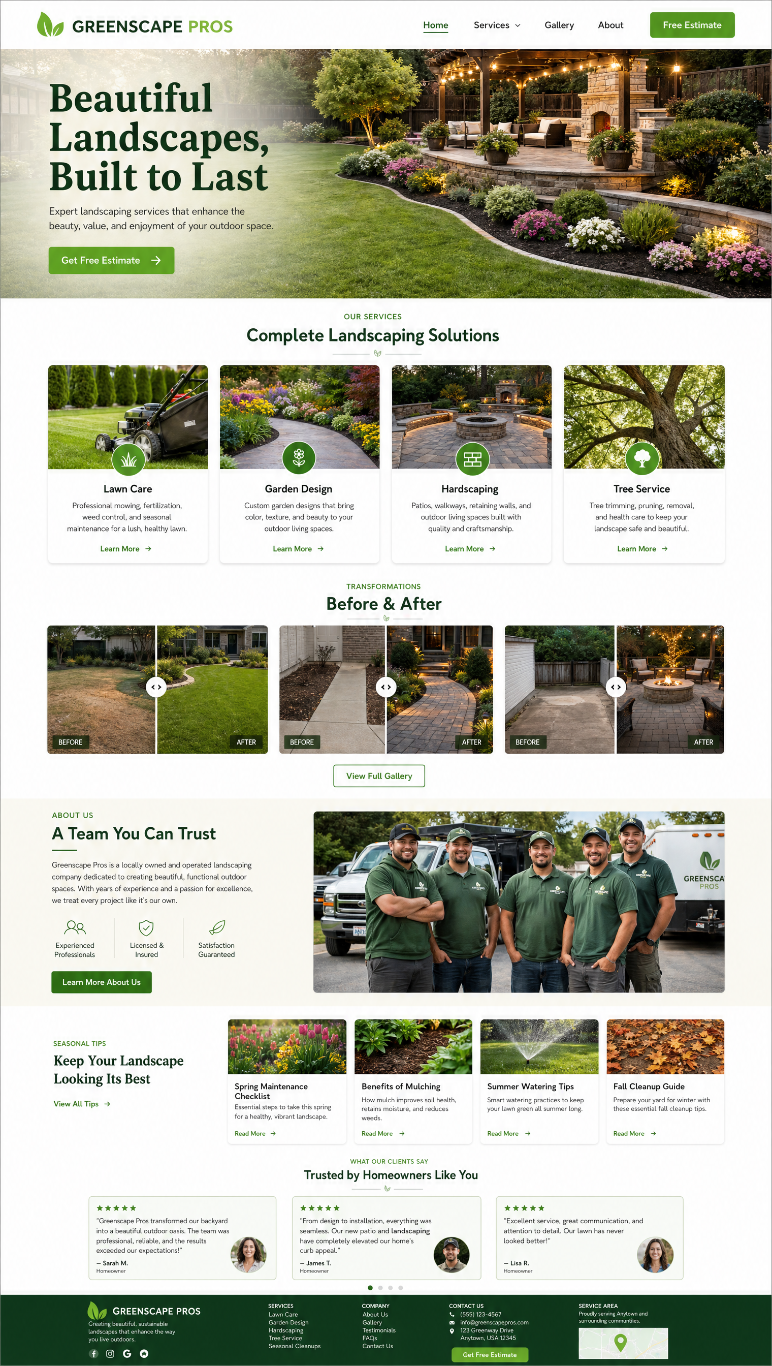 Website design for landscaper